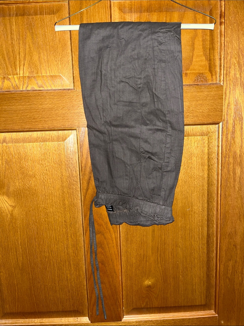 Women’s Drawstring Cotton-Linen Blend Pants - Gray/Green